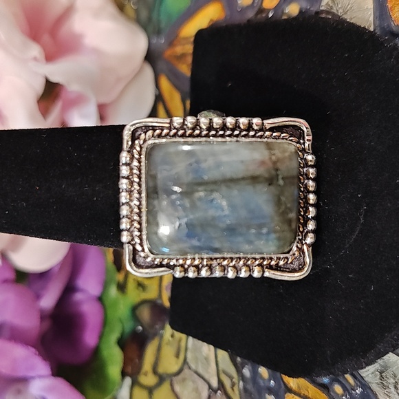 Laboradorite Stone 925 Silver Ring -  Size 11 - Picture 1 of 7